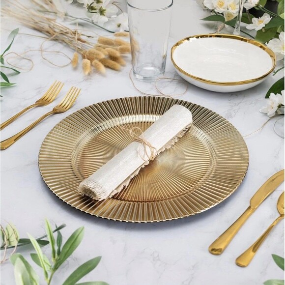 Set Of 4 American Atelier Charger Plate Large 13” Gold Superstar Decorative - Picture 2 of 11